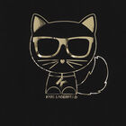 توب بأكمام طويلة بالشعار باللون الأسود للبنات, 1, hi-res