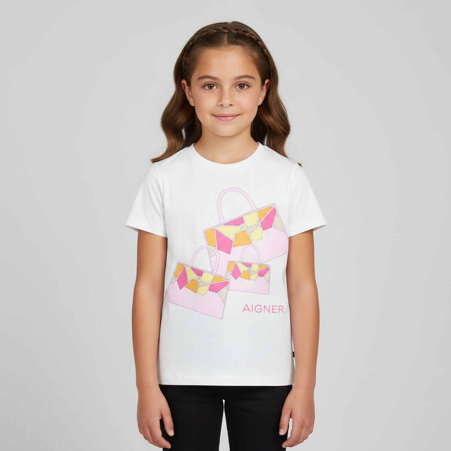 Girls White Logo Bag T-Shirt, 2, hi-res image number null