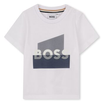 Younger Boys Mini Me White Logo T-Shirt