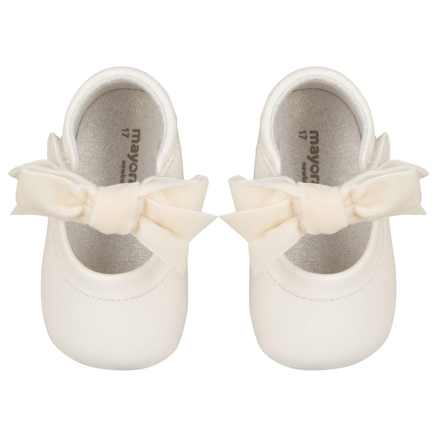 Baby Girls Ivory Bow Leather Pre Walker Shoes, 1, hi-res