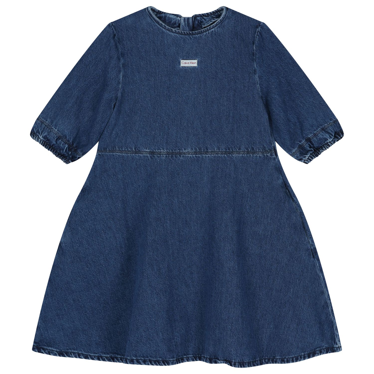 Girls Blue Logo Denim Dress, 1, hi-res