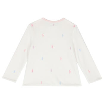 Baby Girls White & Pink Reversible Logo Jacket