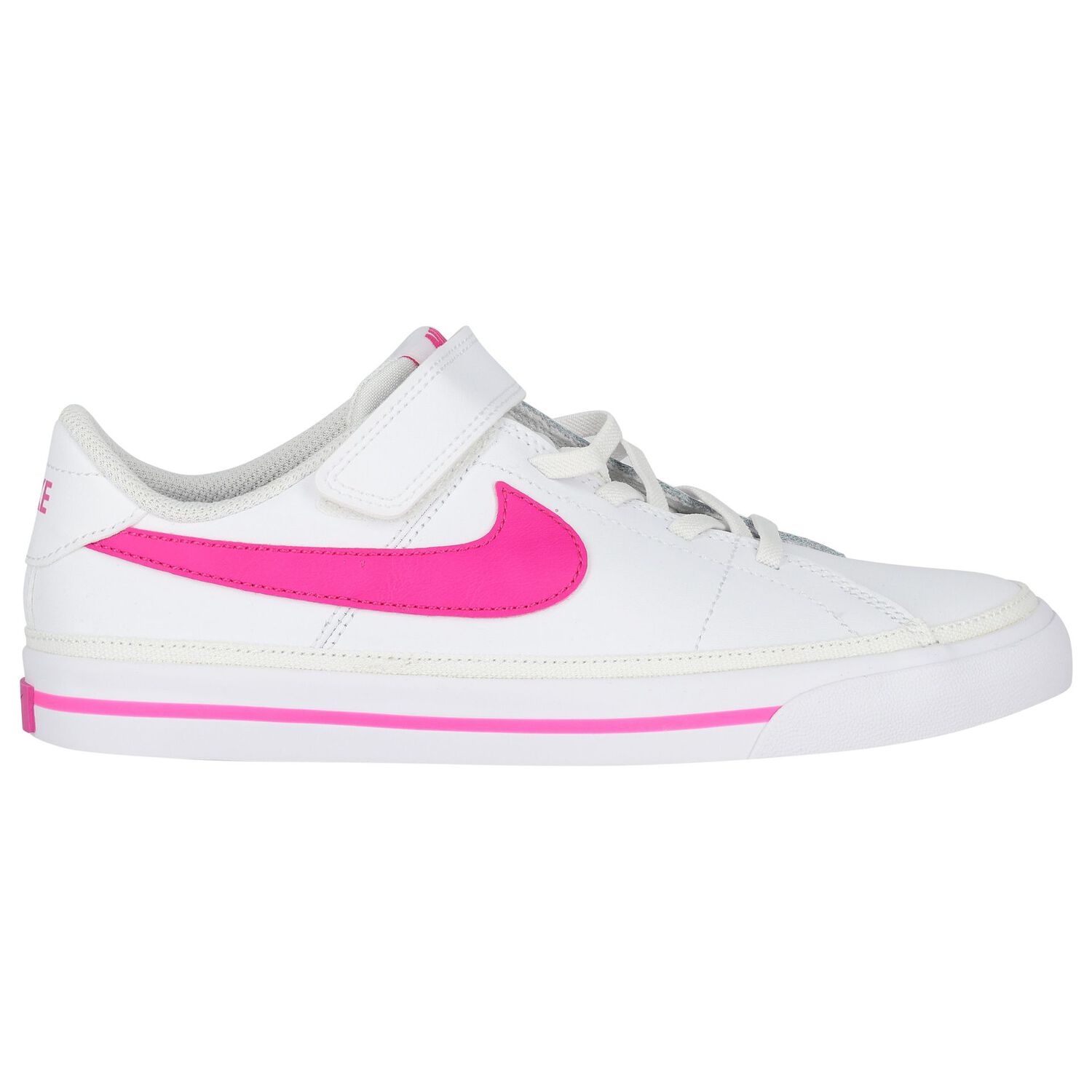 Girls White & Pink Court Legacy Trainers, 1, hi-res