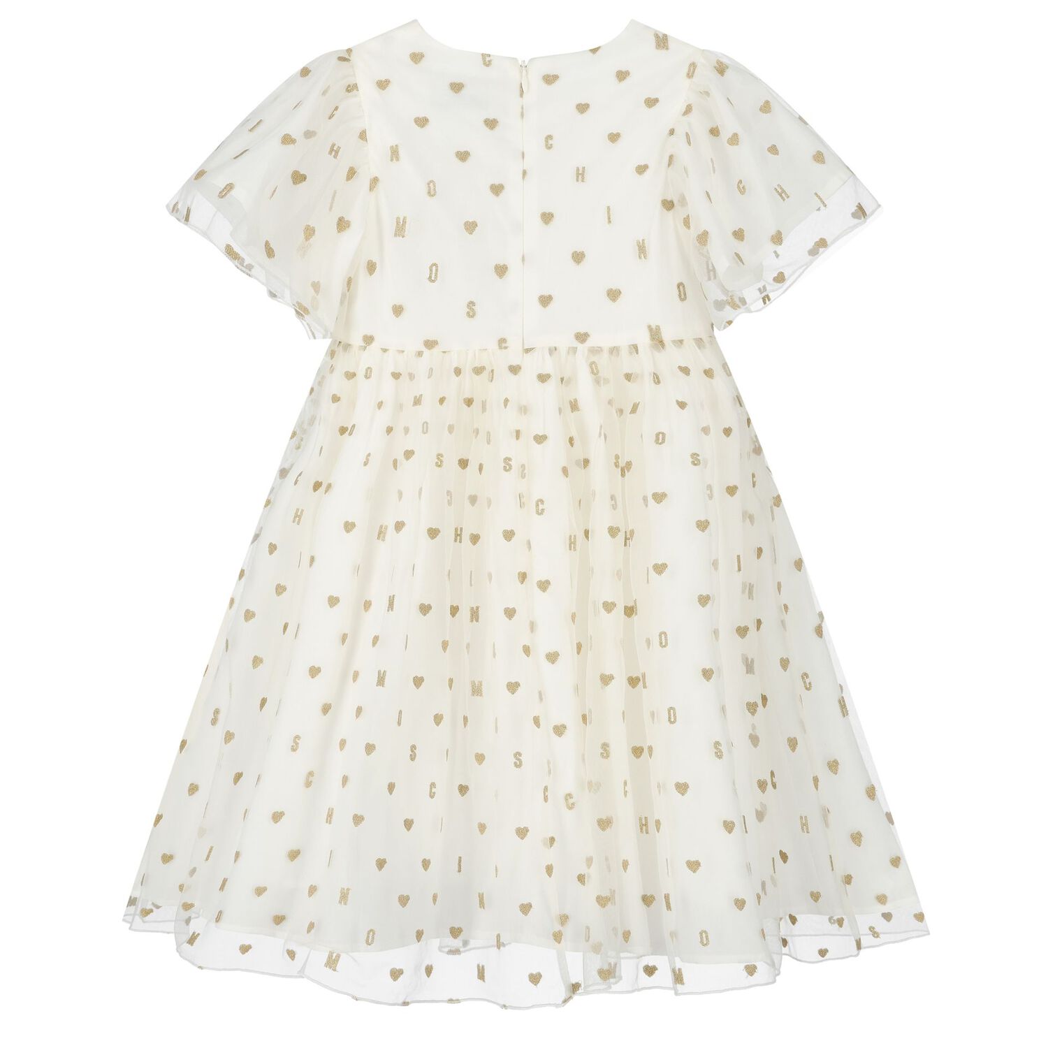 Girls Ivory Logo & Hearts Tulle Dress, 1, hi-res image number null