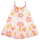 Girls White Floral Dress, 1, hi-res