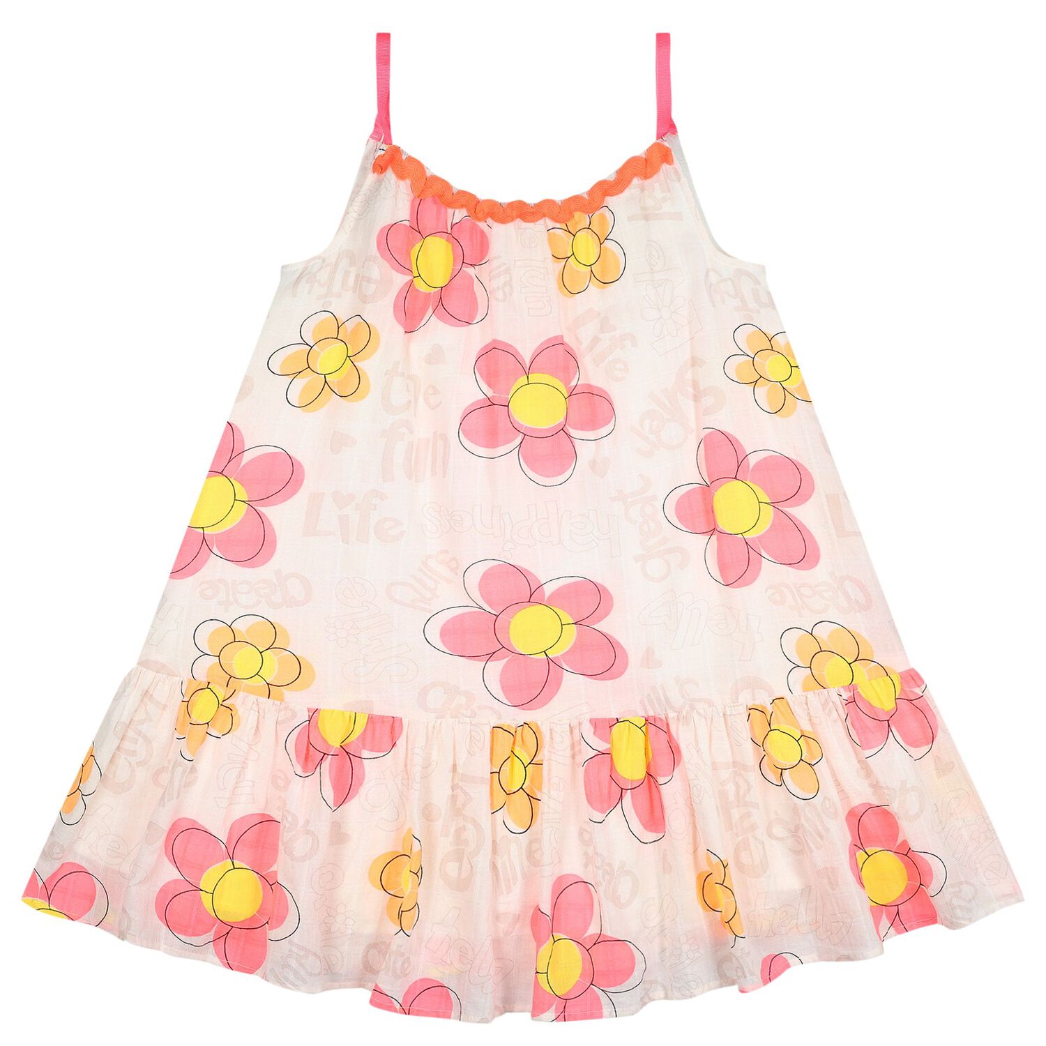 Girls White Floral Dress, 1, hi-res