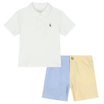 Baby Boys White Polo & Shorts Set