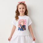 Girls White T-Shirt & Headband Set, 2, hi-res