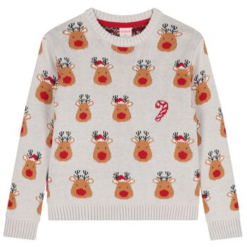 Grey Reindeer Knitted Sweatshirt