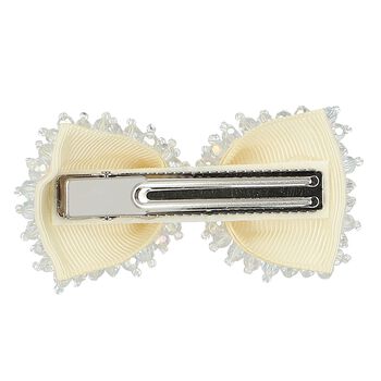 Girls Ivory Embellished Bow Hair Clip