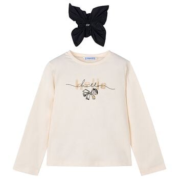 Girls Ivory Long Sleeeve & Scrunchie Set