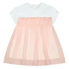 Younger Girls White & Pink Logo Dress, 2, hi-res