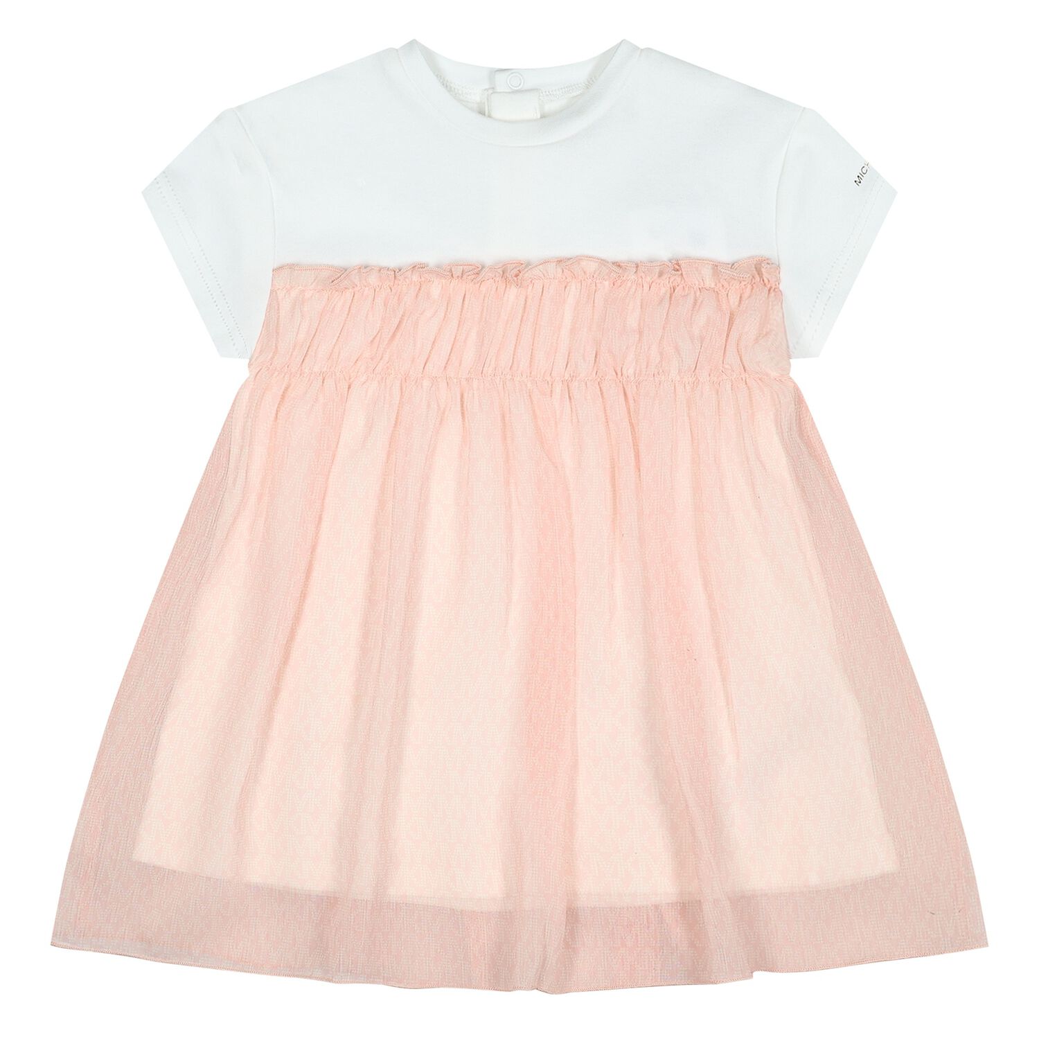 Younger Girls White & Pink Logo Dress, 2, hi-res