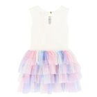 Girls White & Lilac Tulle Dress, 1, hi-res