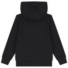 Boys Black Logo Hooded Zip Up Top, 3, hi-res