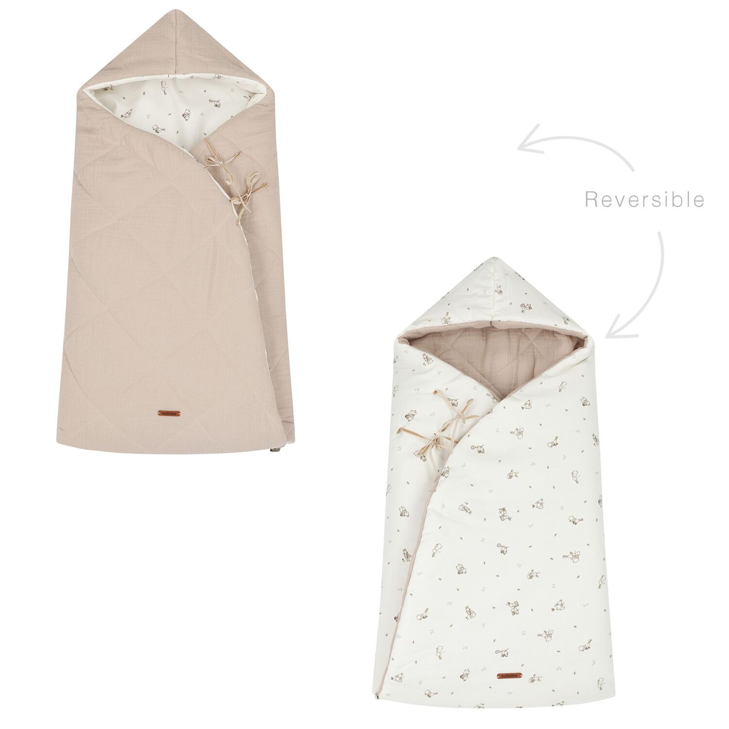 Ivory & Beige Hooded Reversible Baby Nest, 1, hi-res