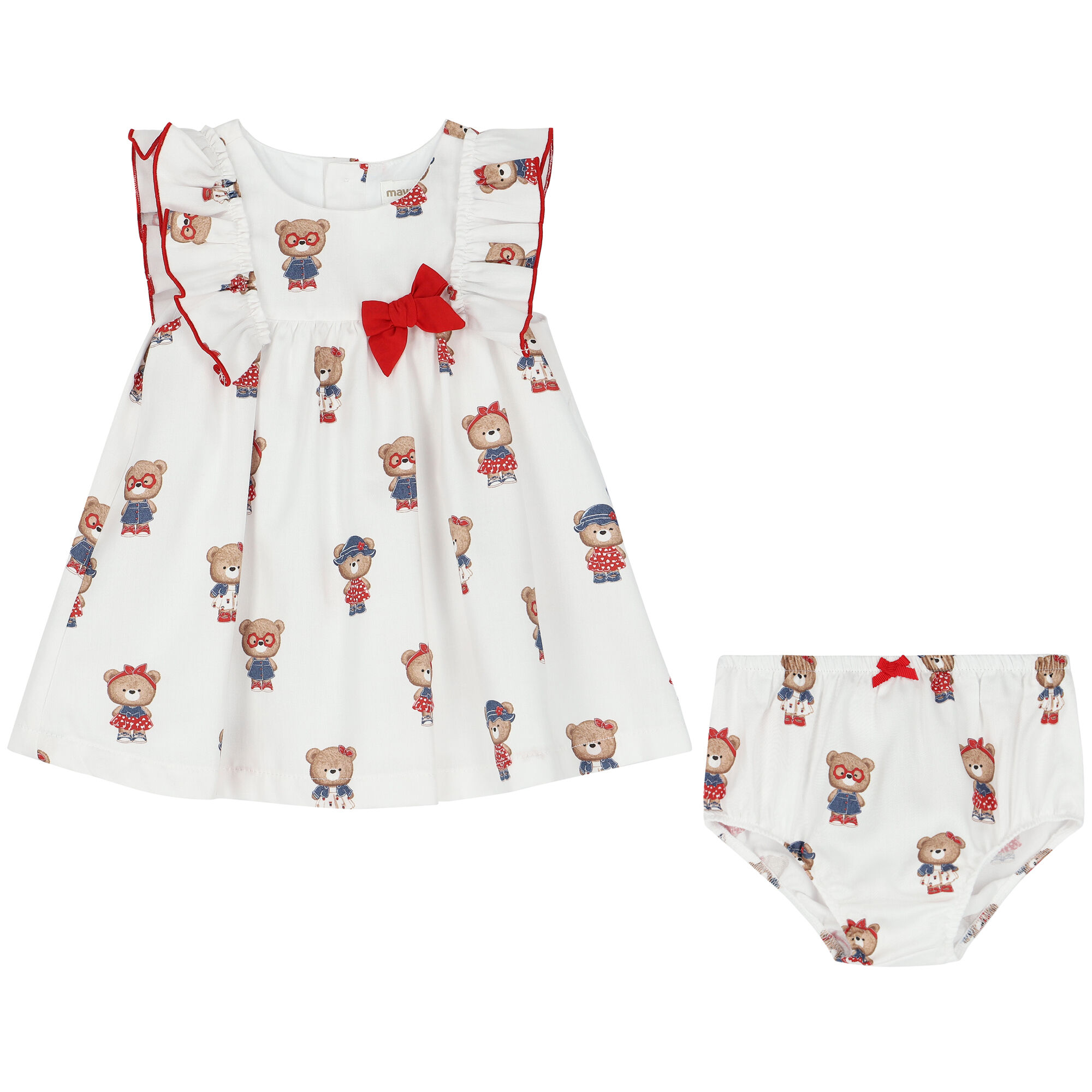 Mayoral Baby Girls White Teddy Bear Dress Set Junior Couture Bahrain