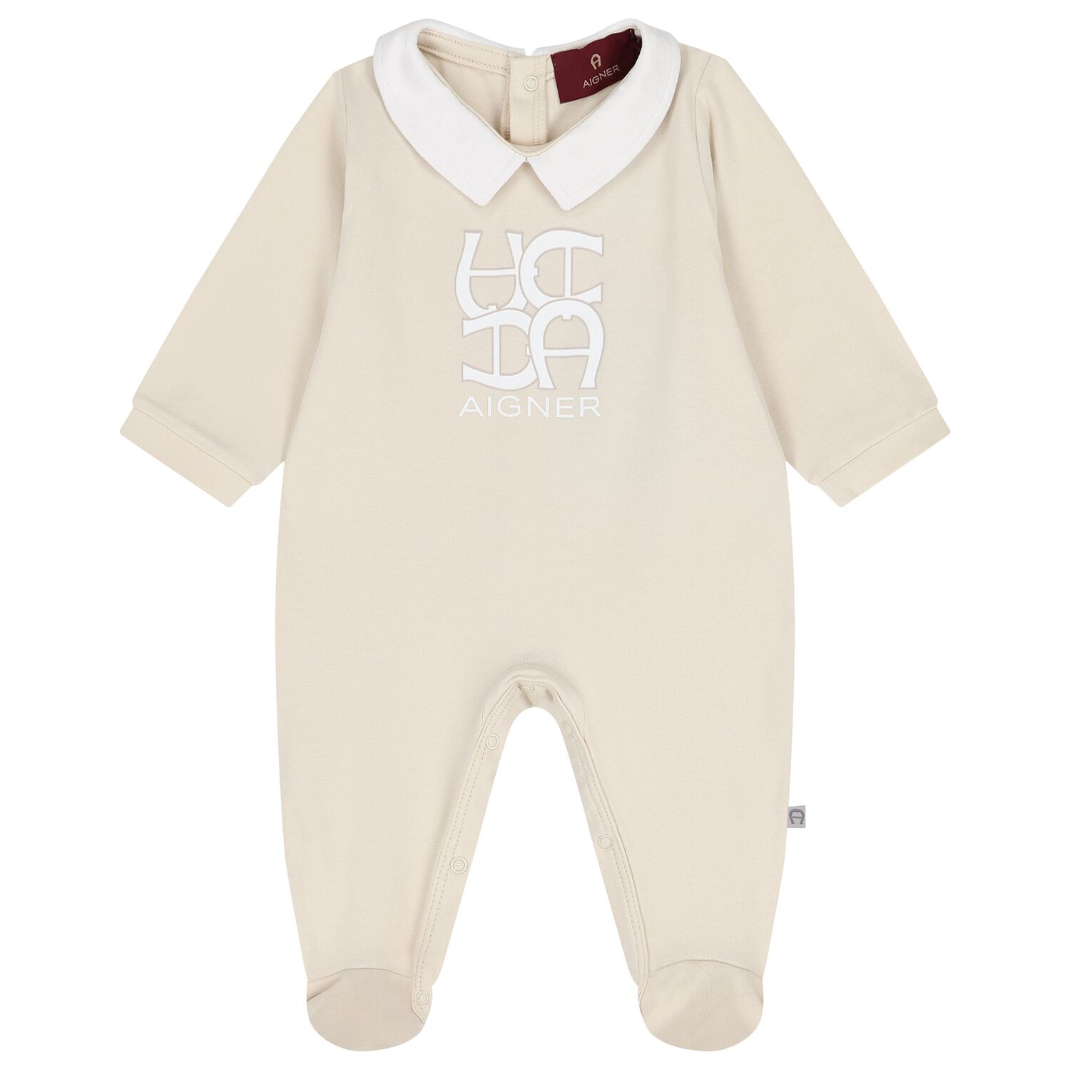 Beige Logo Babygrow, 1, hi-res