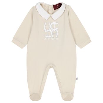 Beige Logo Babygrow