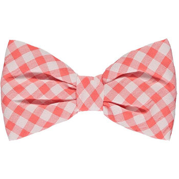 Girls Coral & White Gingham Hair Clip