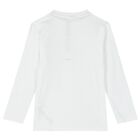Boys White Logo Long Sleeve Top, 2, hi-res