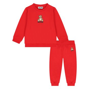 Younger Red Teddy Bear Logo Tracksuit