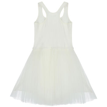 Girls White Embellished Tulle Dress