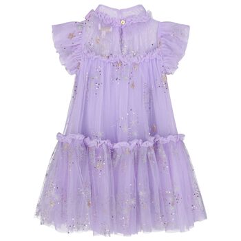 Girls Purple Embellished Tulle Dress