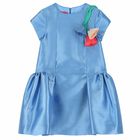 Girls Blue Floral Dress, 1, hi-res