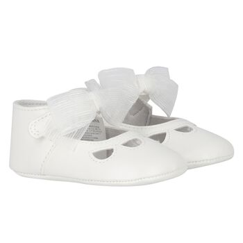 Mayoral Baby Girls Ivory Bow Pre Walker Shoes, 1 Baby Girls Ivory Bow Pre Walker Shoes