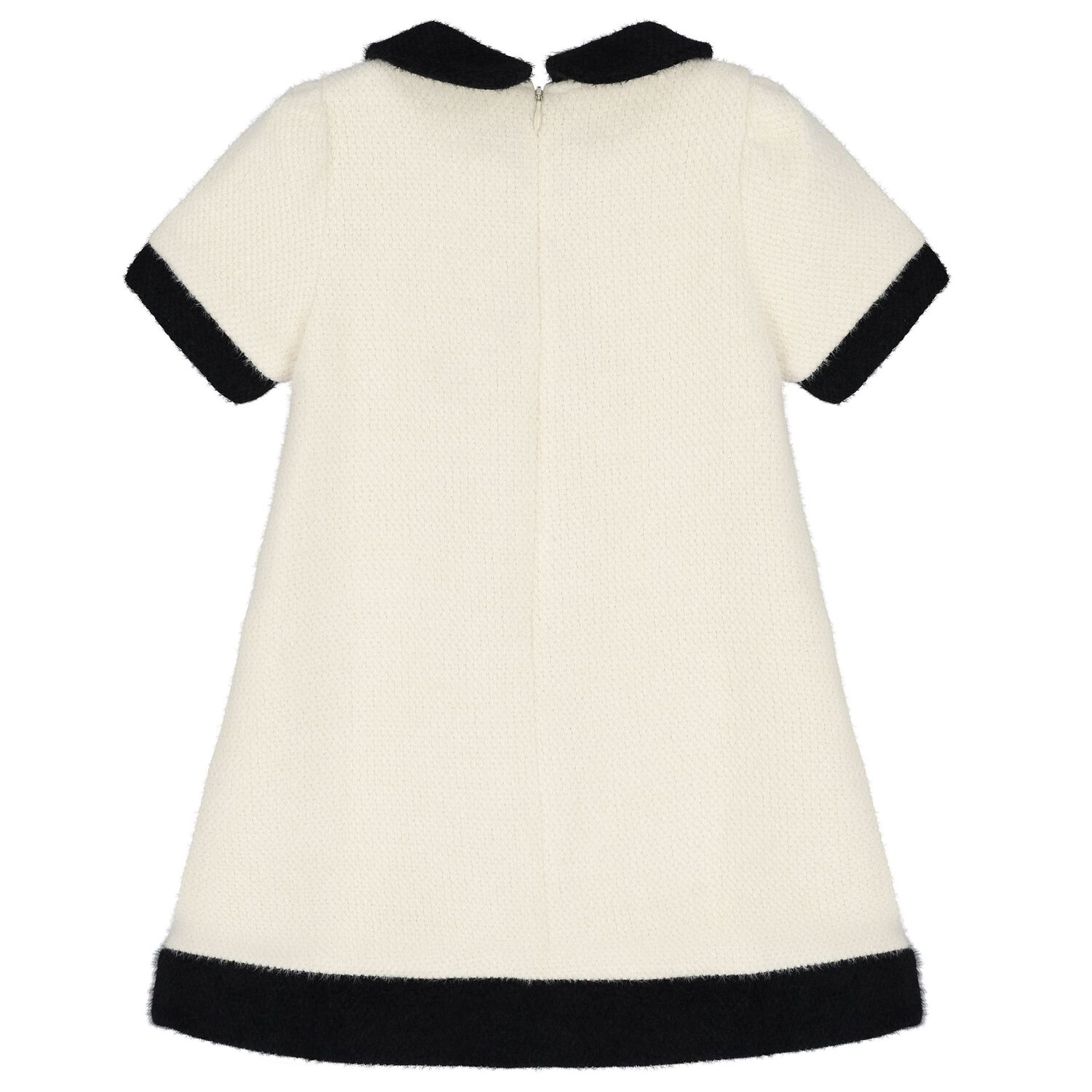 Girls Ivory & Black Weave Dress, 1, hi-res
