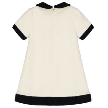 Girls Ivory & Black Weave Dress