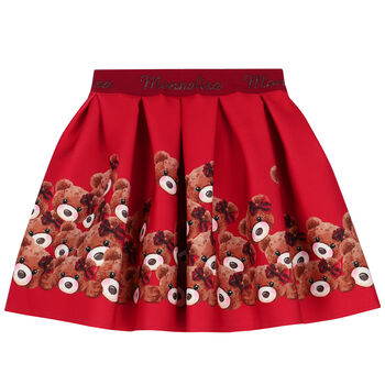 Girls Red Teddy Bear Skirt
