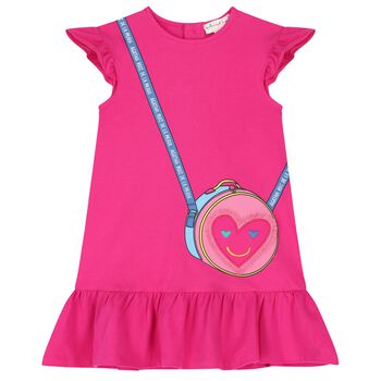 Girls Pink Bag Logo Dress
