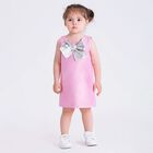 Baby Girls Pink & Silver Bow Sleeveless, 1, hi-res