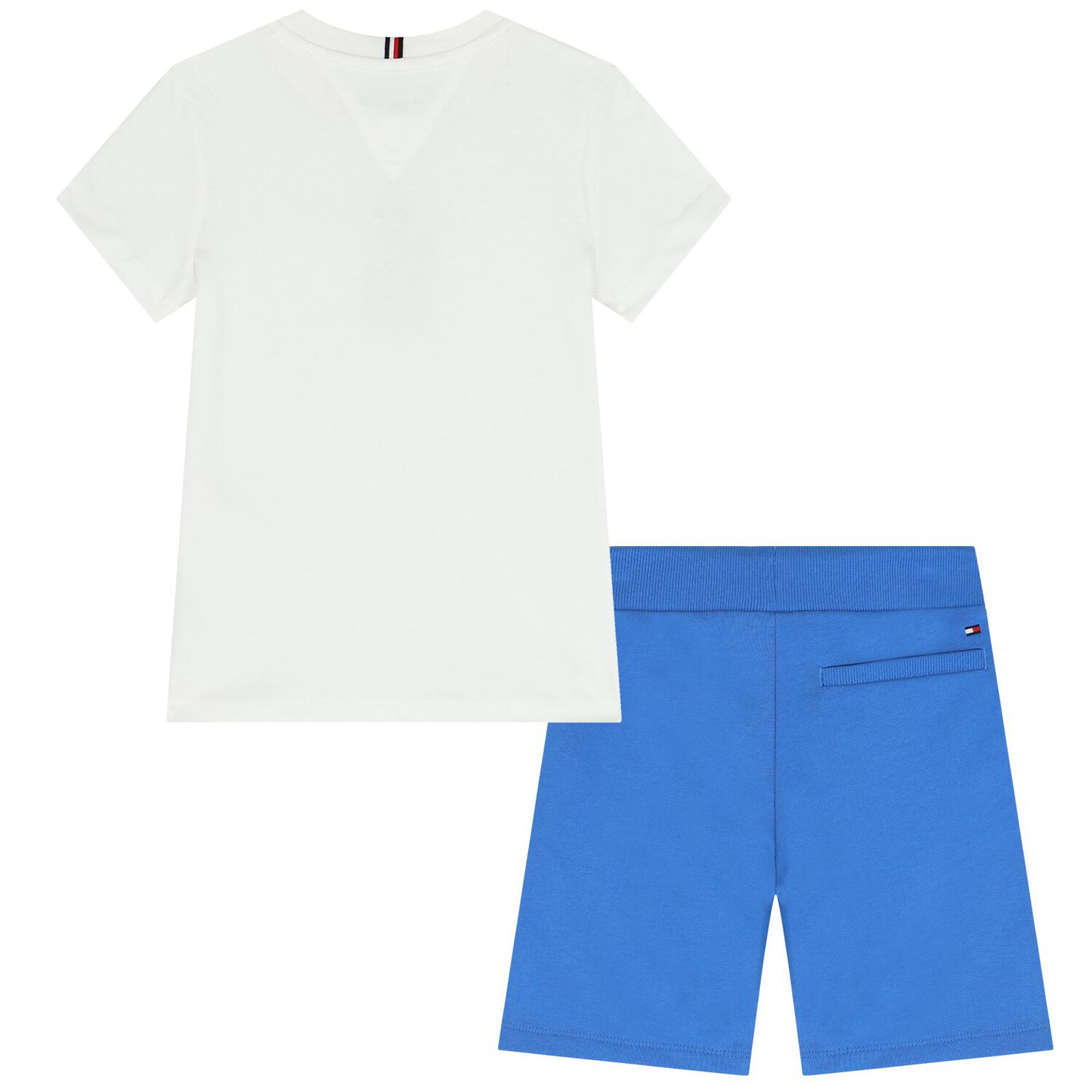 Boys White & Blue Logo Shorts Set, 1, hi-res