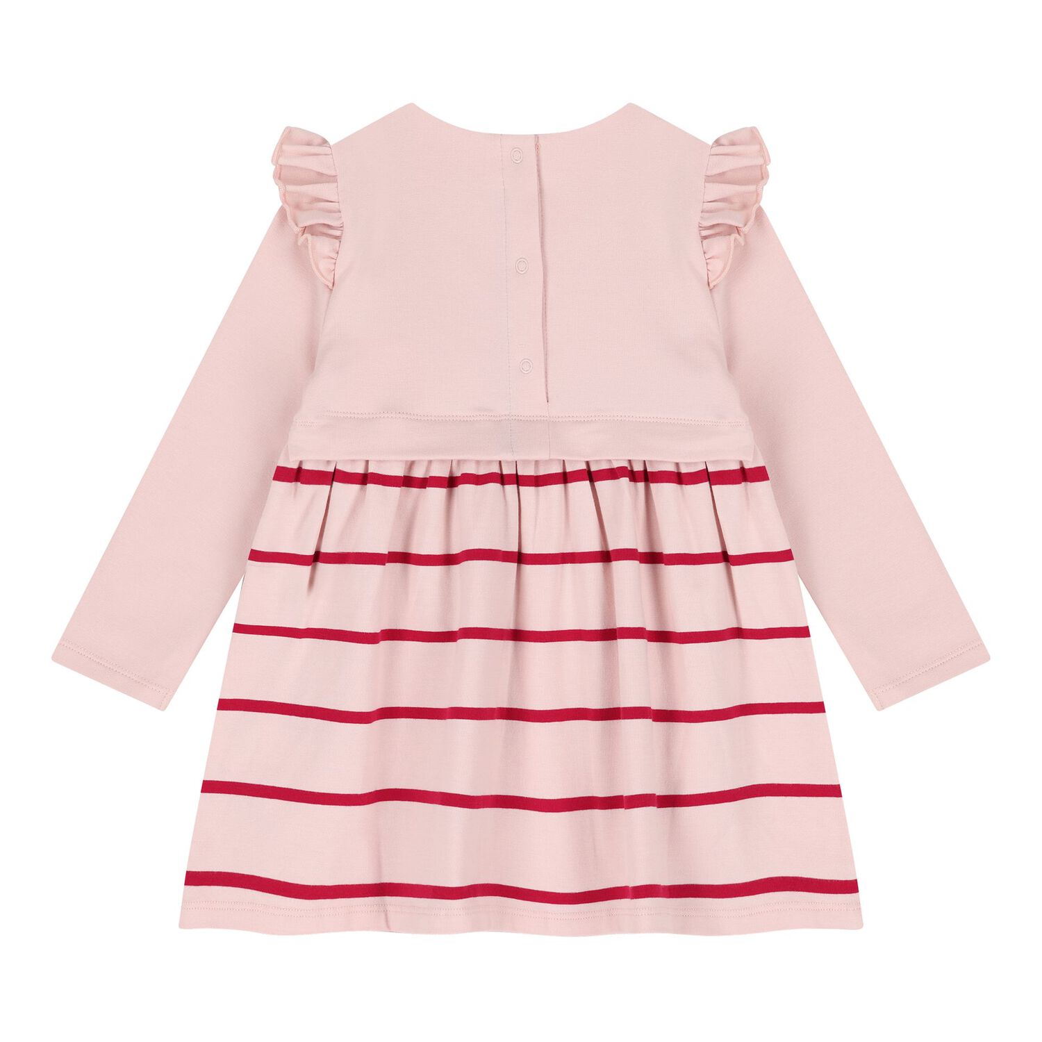Baby Girls Pink Logo Striped Dress, 2, hi-res