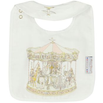 Baby Girls Ivory & Pink Carousel Bib