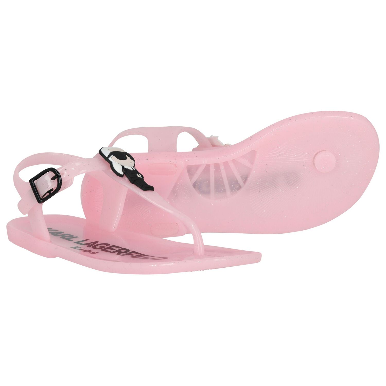 Girls Pink Karl & Choupette Jelly Sandals, 1, hi-res