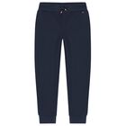 Boys Navy Blue Logo Joggers, 1, hi-res