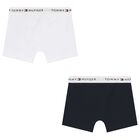 Boys White & Navy Boxer Shorts, 2, hi-res