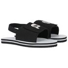 Boys Black & White Logo Ikonik Sandals, 1, hi-res