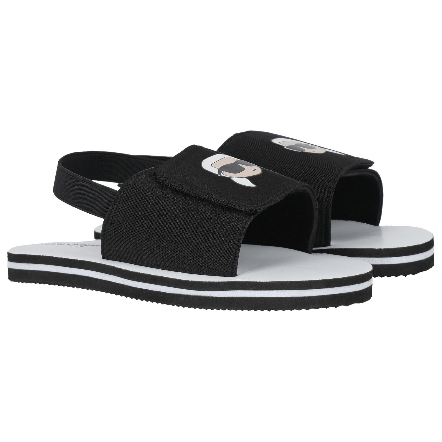 Boys Black & White Logo Ikonik Sandals, 1, hi-res image number null
