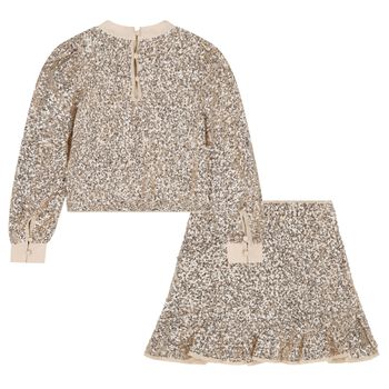 Girls Gold Sequin Skirt Set