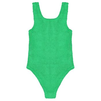 Girls Green Crinkle Swimsuit 