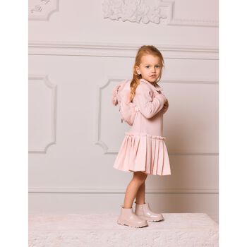 Girls Pink Faux Fur Backpack