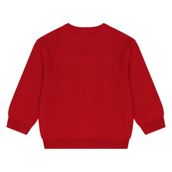 Younger Boys Red Dog Knitted Sweatshirt