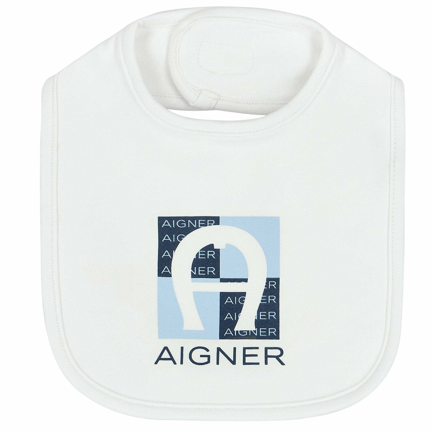 Baby Boys White & Blue Logo Bib, 1, hi-res image number null