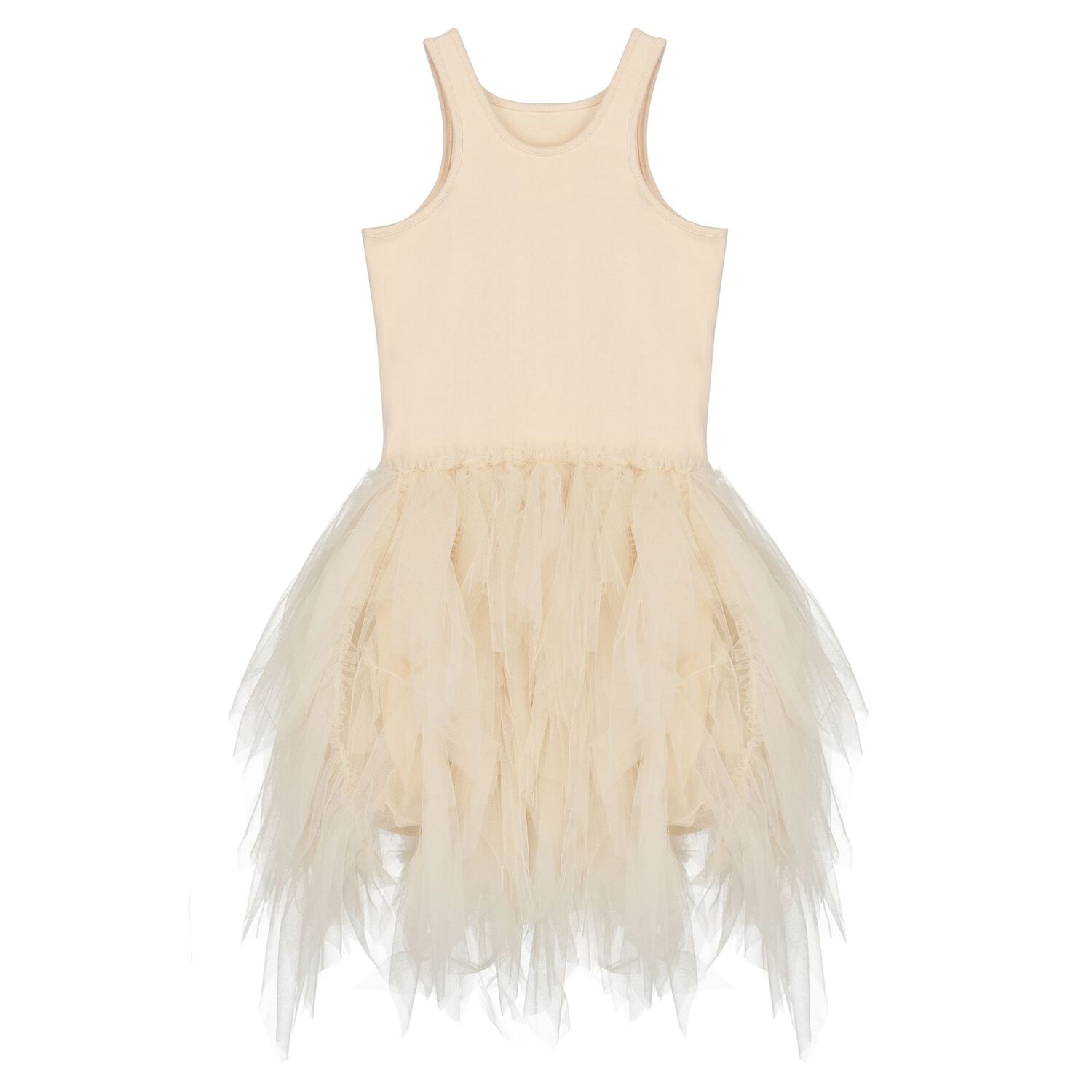 Girls Beige Tulle Dress, 1, hi-res image number null