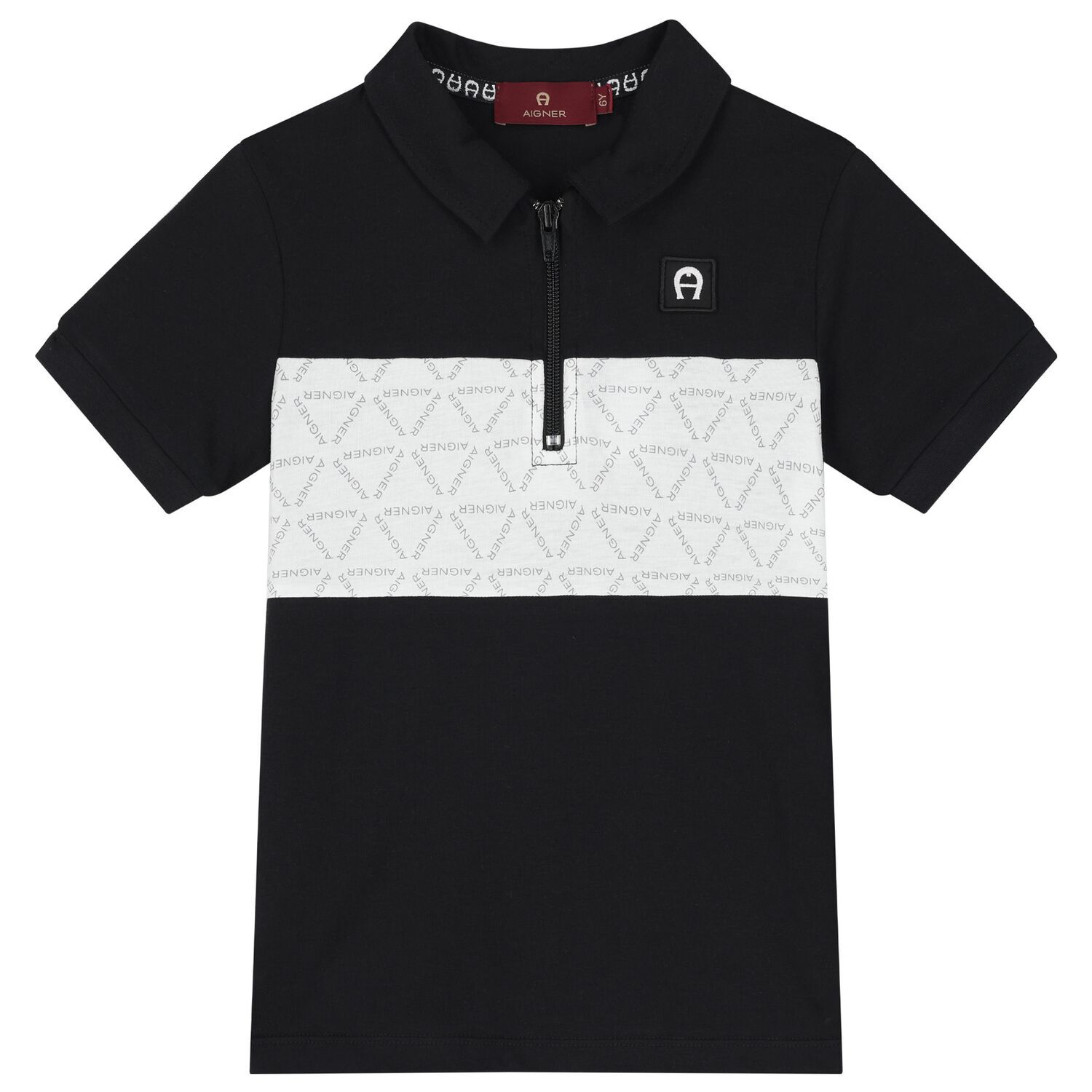 Boys Black Logo Polo Shirt, 1, hi-res